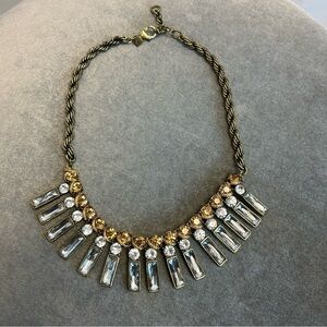 Banana republic champagne clear rectangular chunky statement necklace rope chain